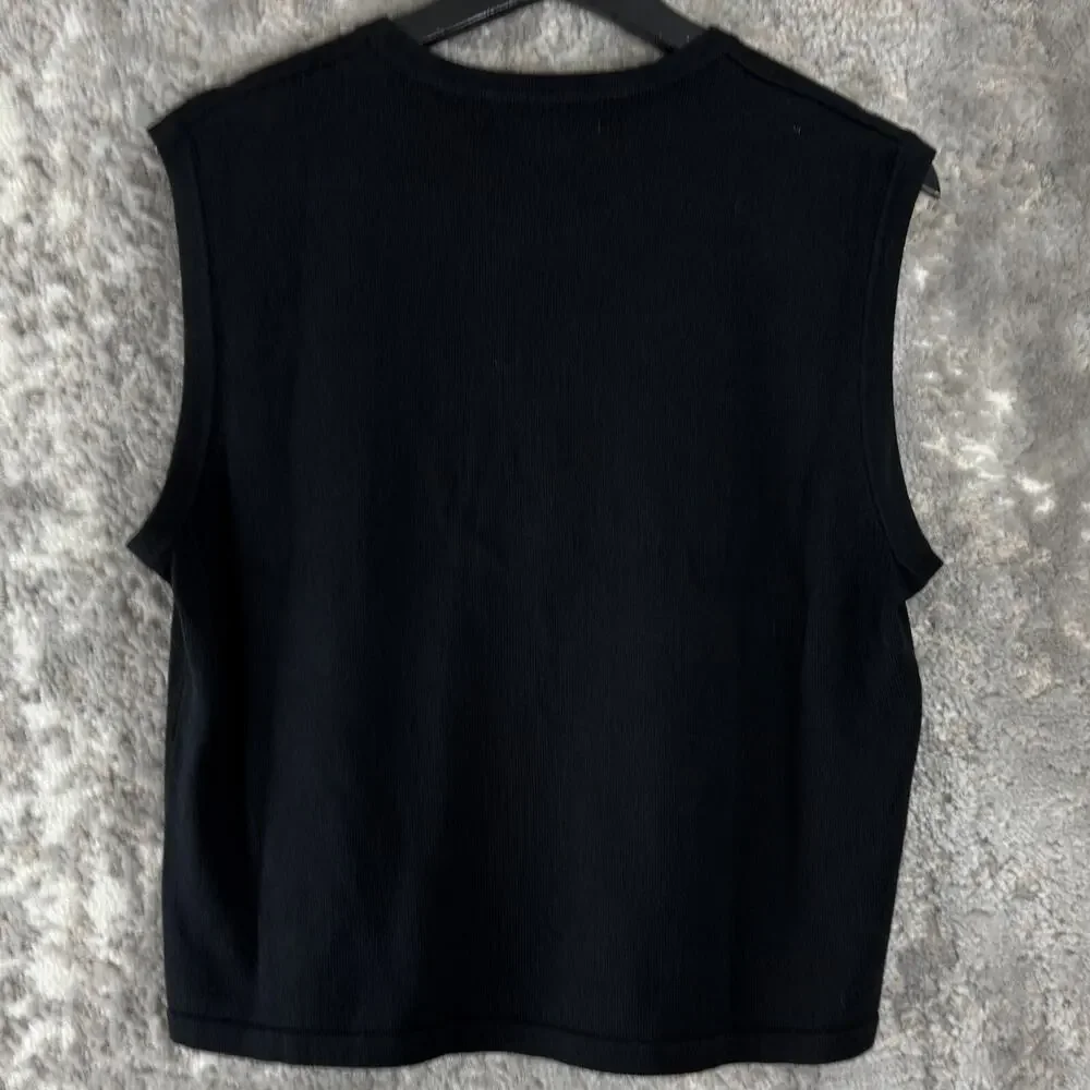 Dressbarn Petite Sz PL Geometric Cotton Blend Sweater Black Sleeveless Crew Neck